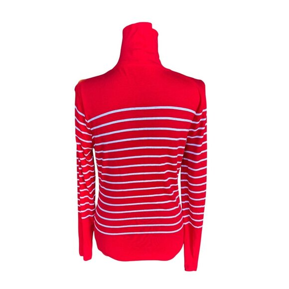 Vineyard Vines Red White Striped Classic Turtleneck Sweater S Pima Cotton/Modal - Picture 3 of 13